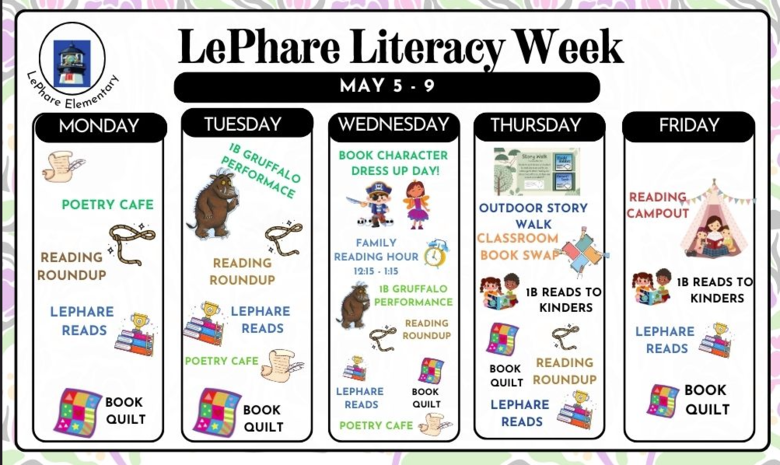 a poster outlining the activities for Literacy week